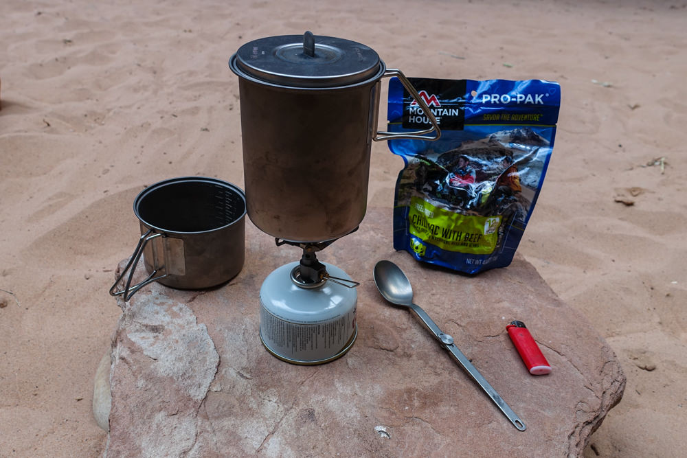 a backpacking meal and cookset