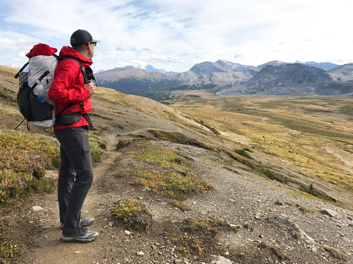 a backpacker on the skyline trail in jasper national park