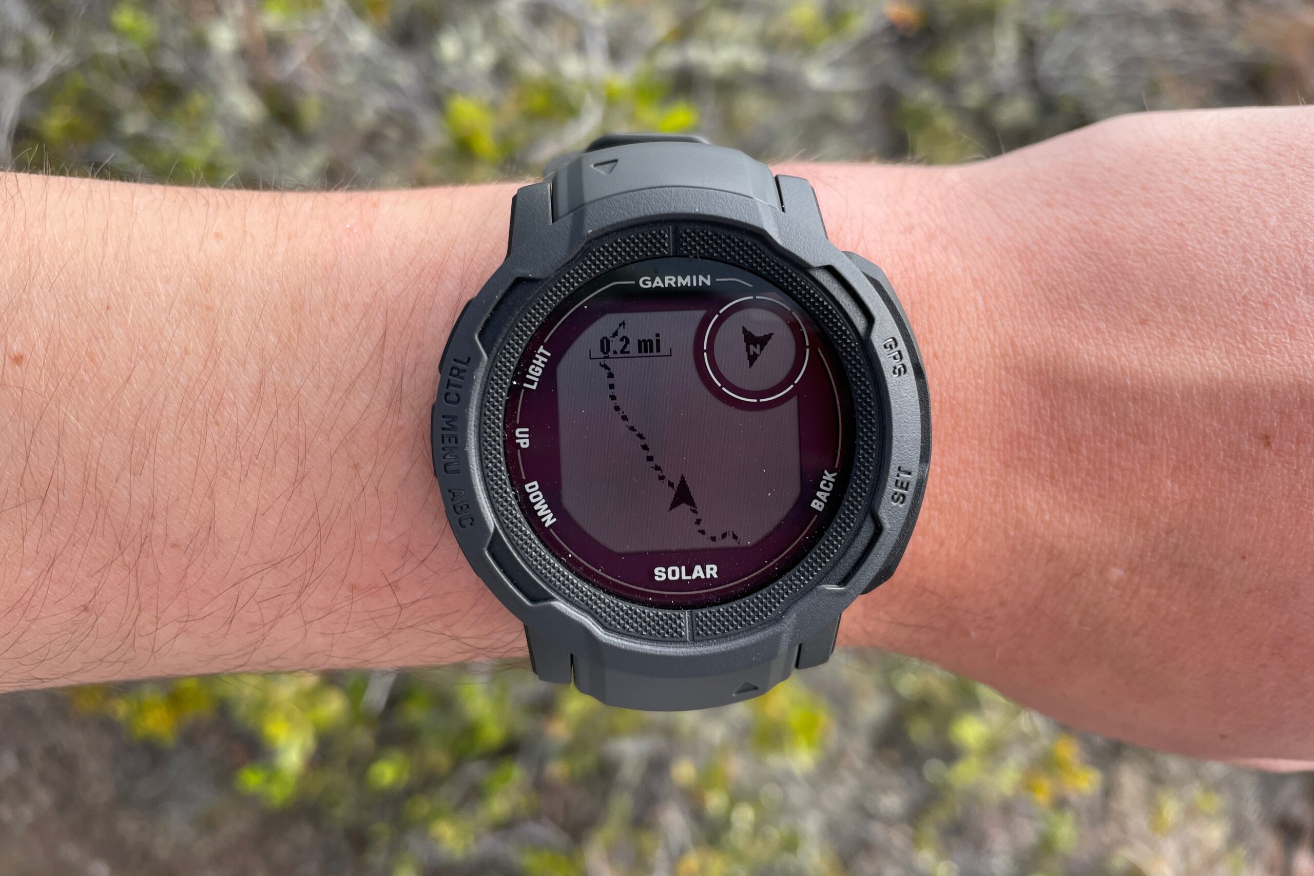 A watch face showing a map.