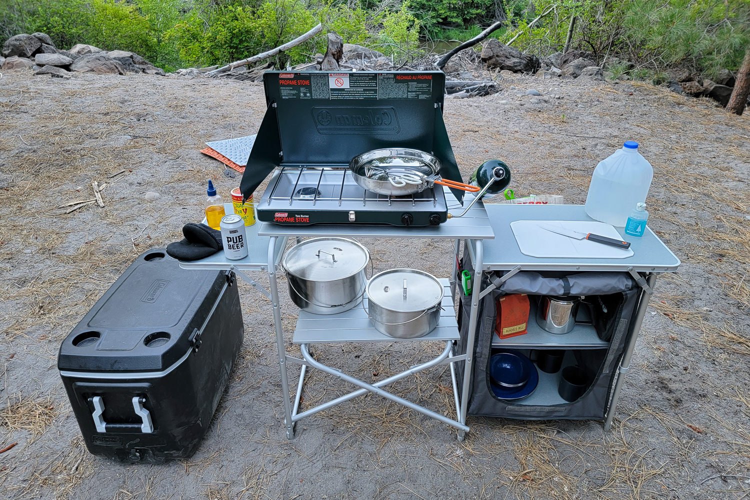 a camp kitchen set up