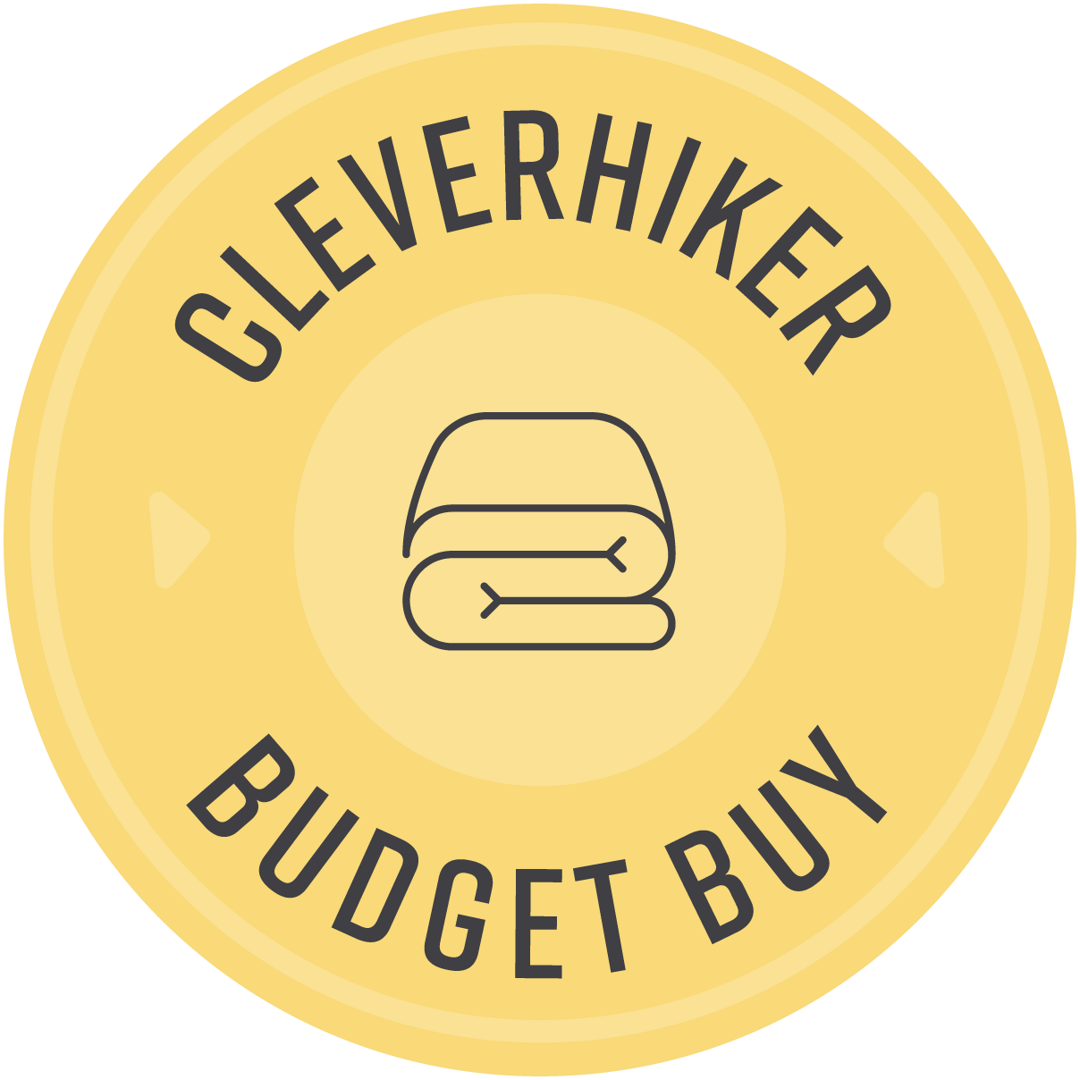 The CleverHiker Budget Buy Badge Logo with a quilt picture in the middle