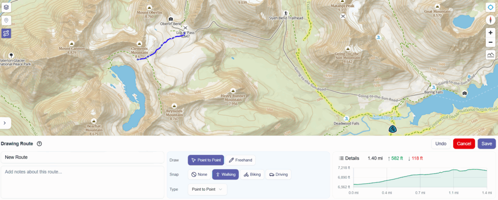 goat maps screenshot of glacier national park